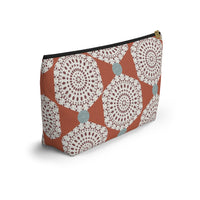 Lace Hexagon Accessory Pouch w T-bottom in Orange
